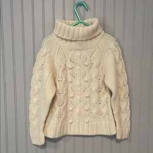 Charabia Cream Cable Knit Wool Blend Turtleneck Sweater | 6A NWT